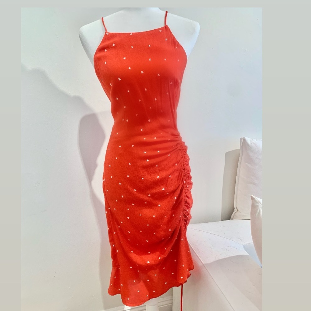 Red midi halter dress